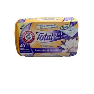 Brand New Arm & Hammer Lavender Vanilla 2 in 1 Dryer Cloths 40 Count